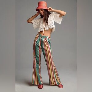 Anthropologie Multicolor Striped Wide-Leg Pants